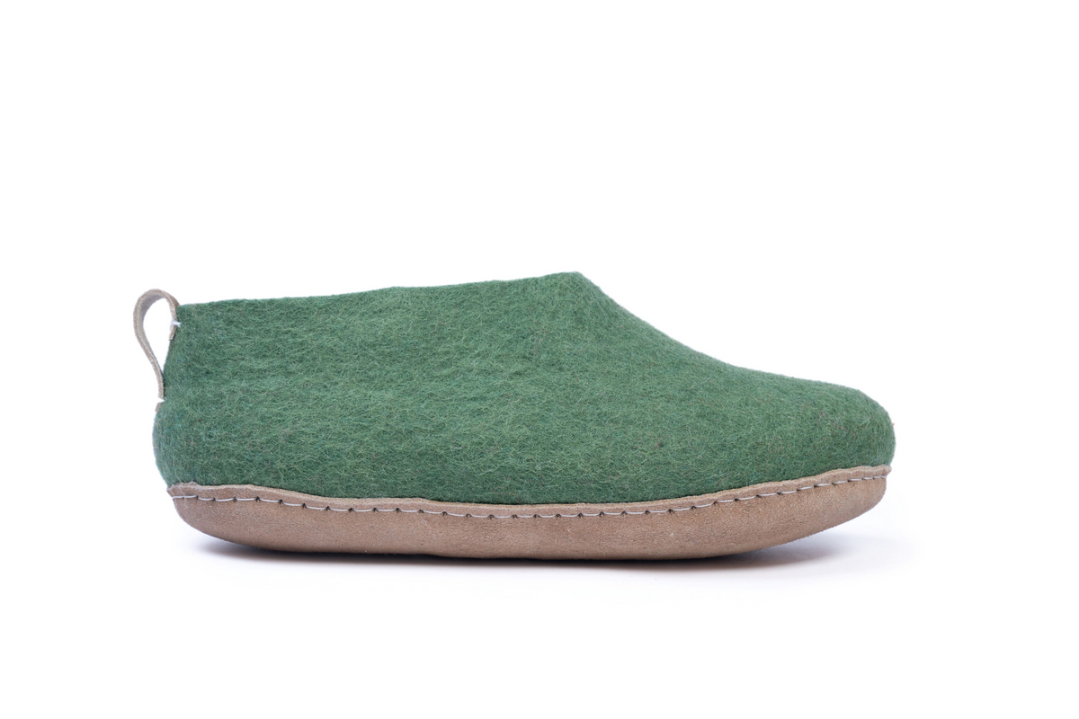 Scarpe Da Interni Con Suola In Cuoio - Verde