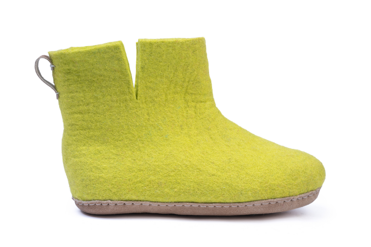Woollyes Stivali Da Interno Con Suola In Cuoio  – Verde Lime