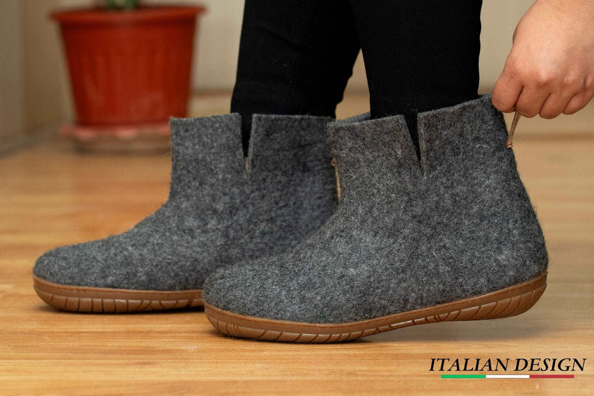 Outdoor Low Boots With Rubber Sole - Charcoal - Woollyes