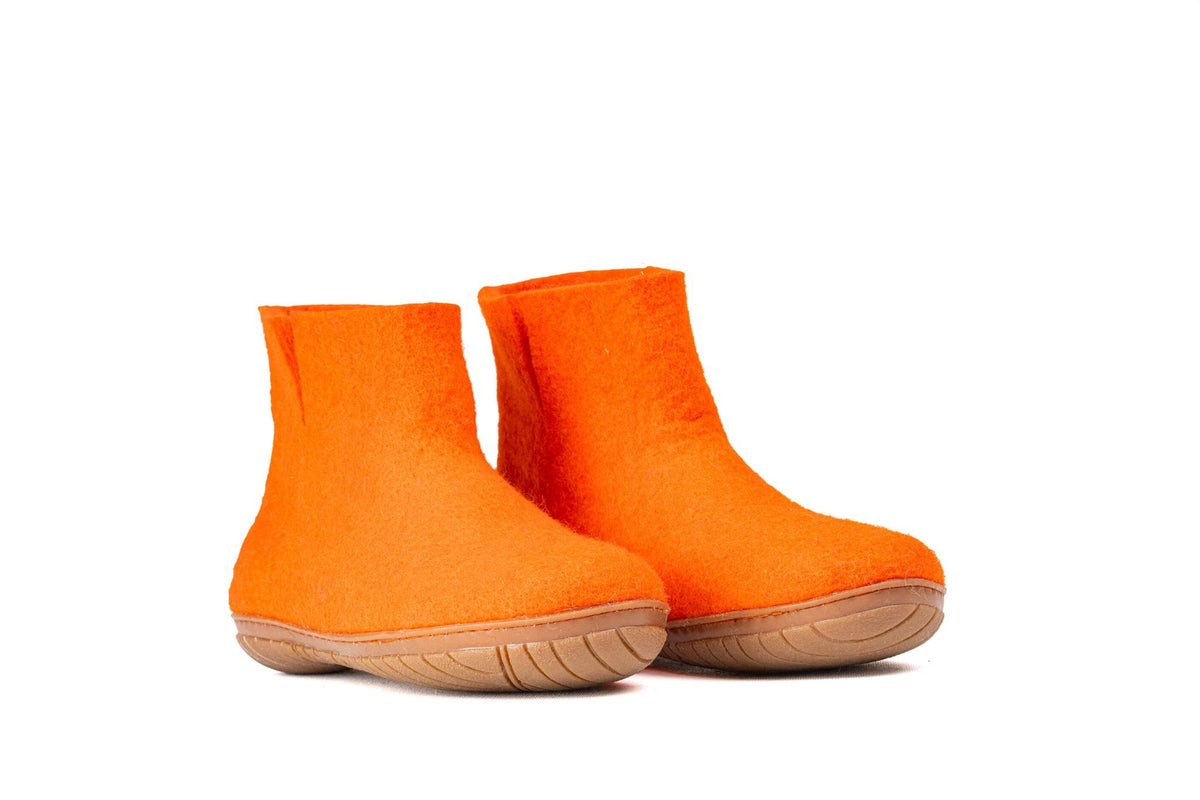 Outdoor Low Boots With Rubber Sole - Orange - Woollyes