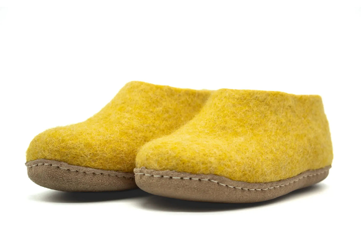 Scarpe Da Interno Per Bambini Con Suola In Cuoio– Senape