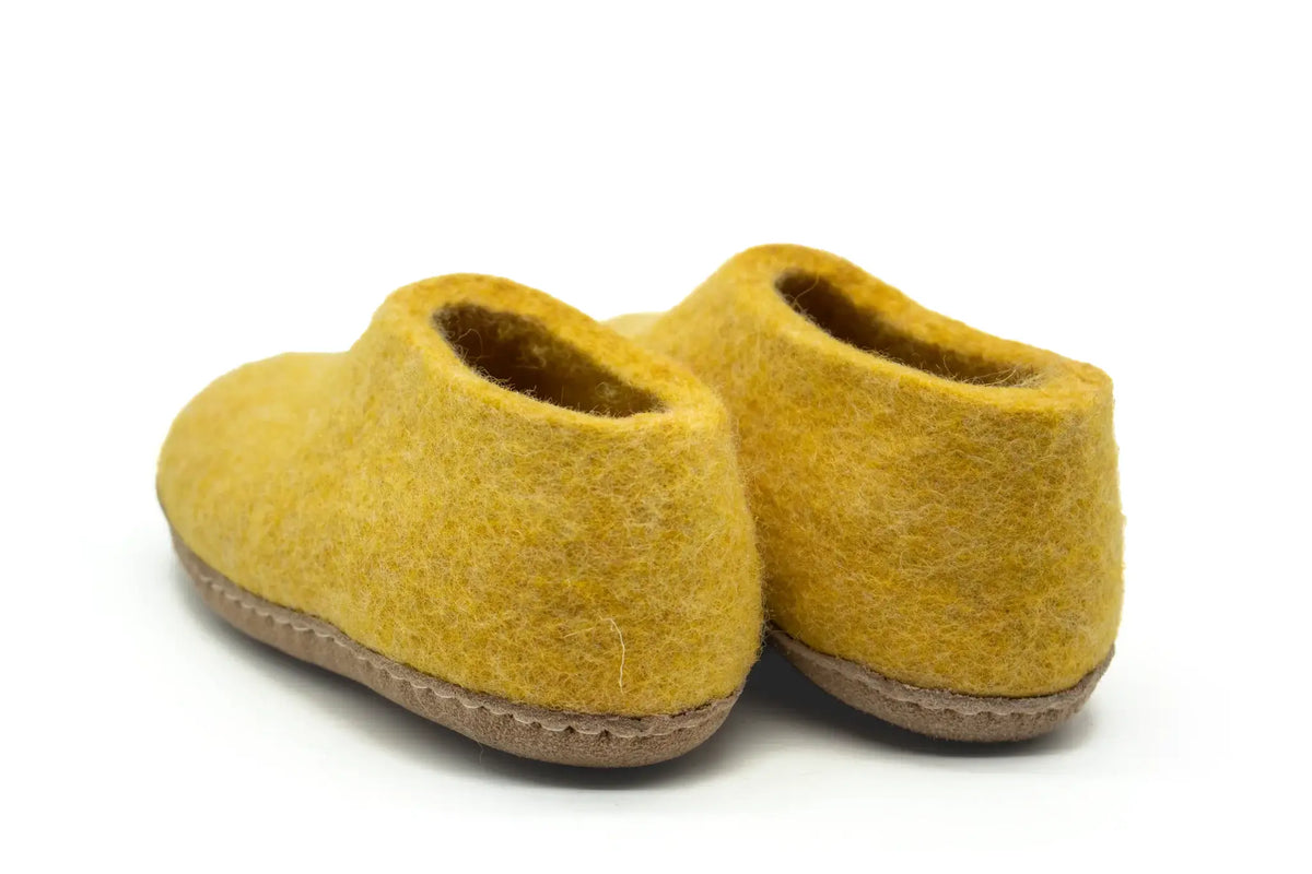 Scarpe Da Interno Per Bambini Con Suola In Cuoio– Senape