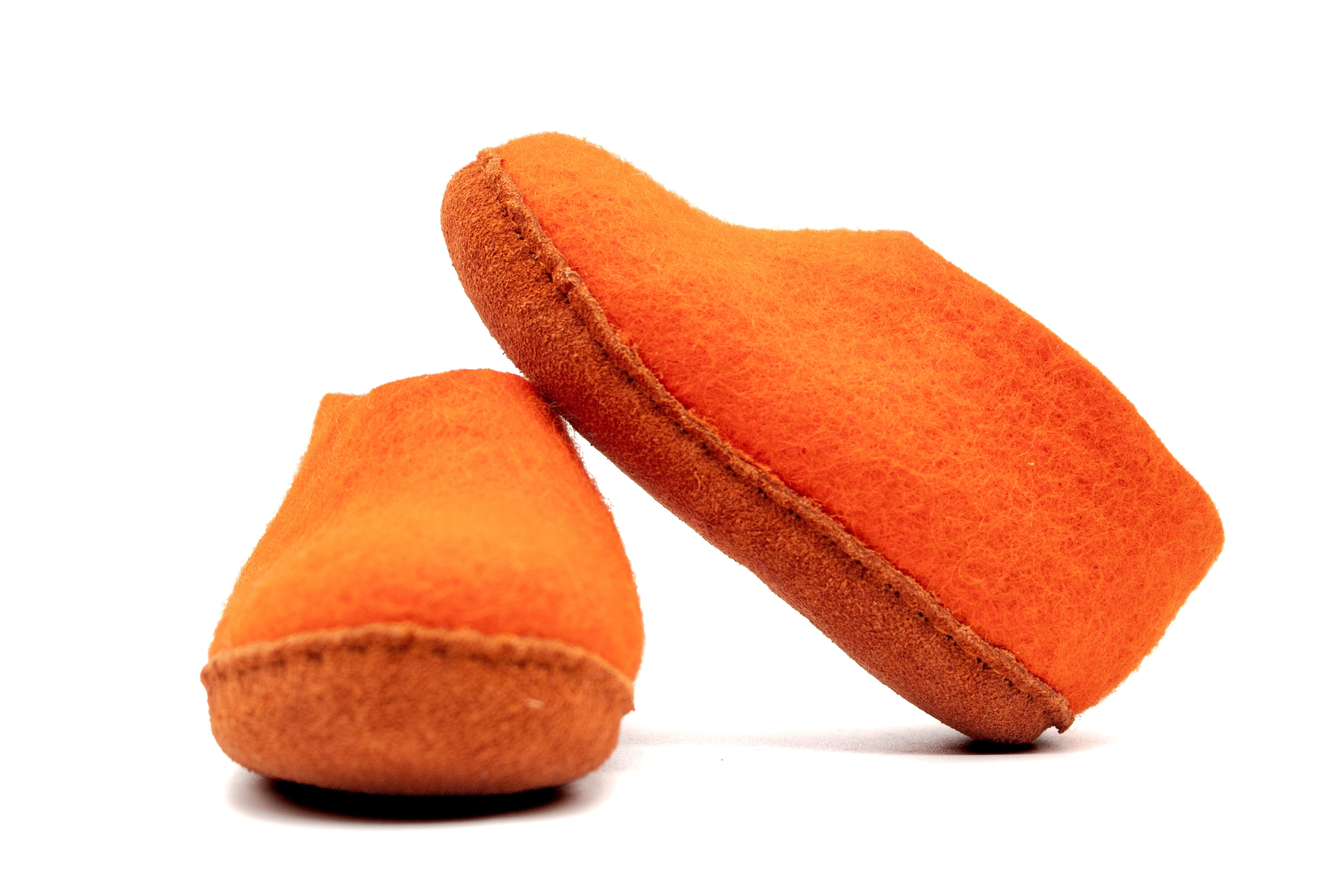 Scarpe Da Interno Per Bambini Con Suola In Cuoio– Arancione