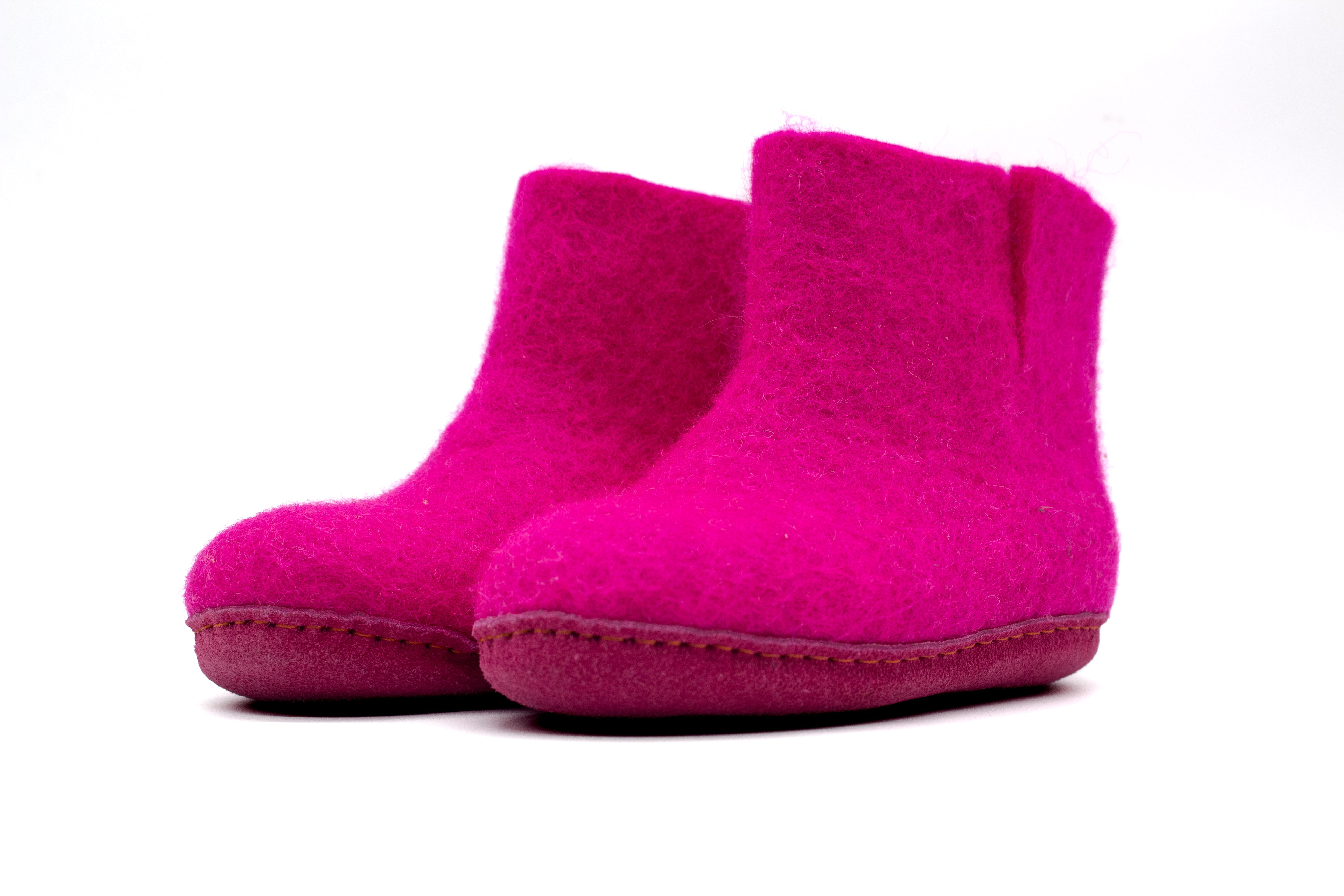 Stivaletti Da Interno Per Bambini Con Suola In Cuoio– Fucsia