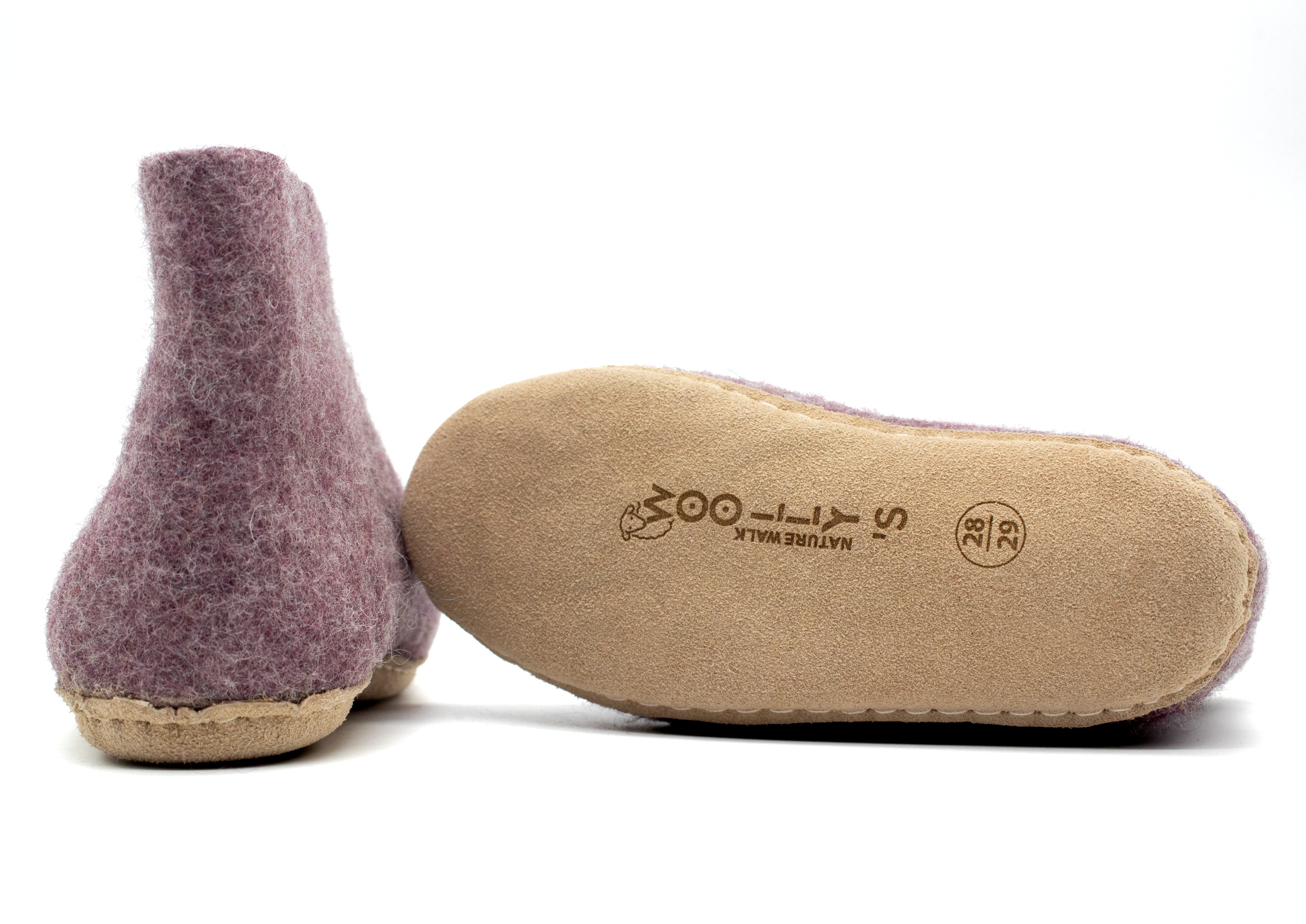 Kids Indoor Boots with Leather Sole - Lavender