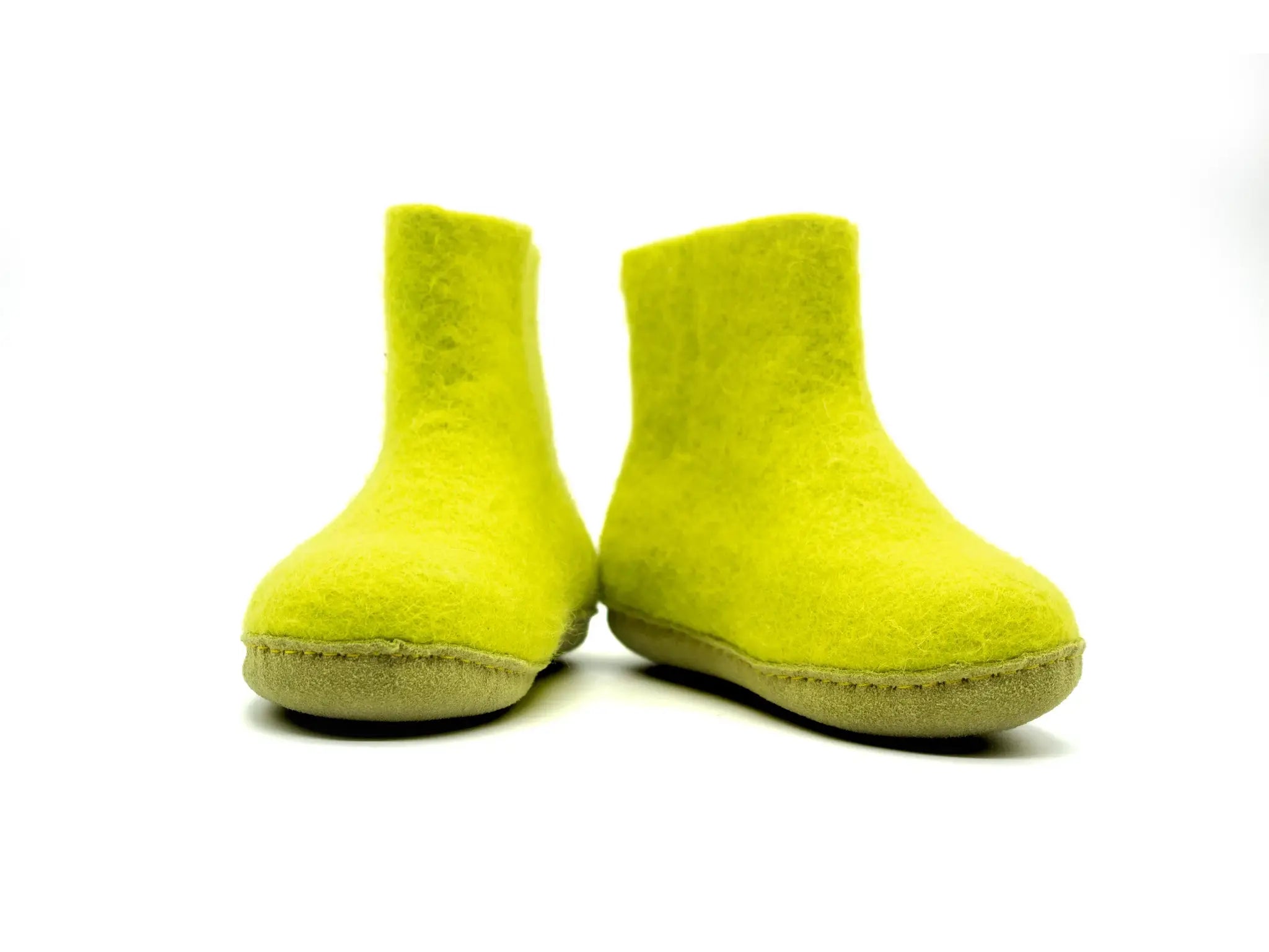 Stivaletti Da Interno Per Bambini Con Suola In Cuoio– Verde Lime