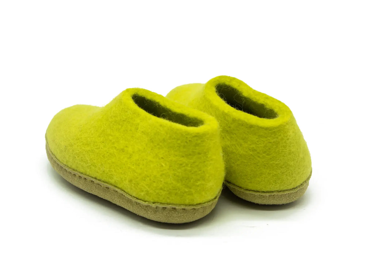 Scarpe Da Interno Per Bambini Con Suola In Cuoio– Verde Lime