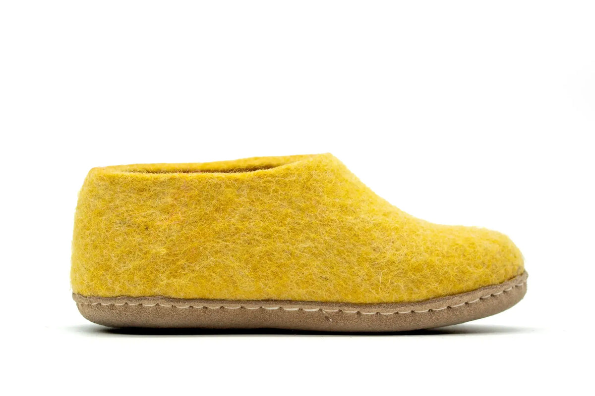 Scarpe Da Interno Per Bambini Con Suola In Cuoio– Senape