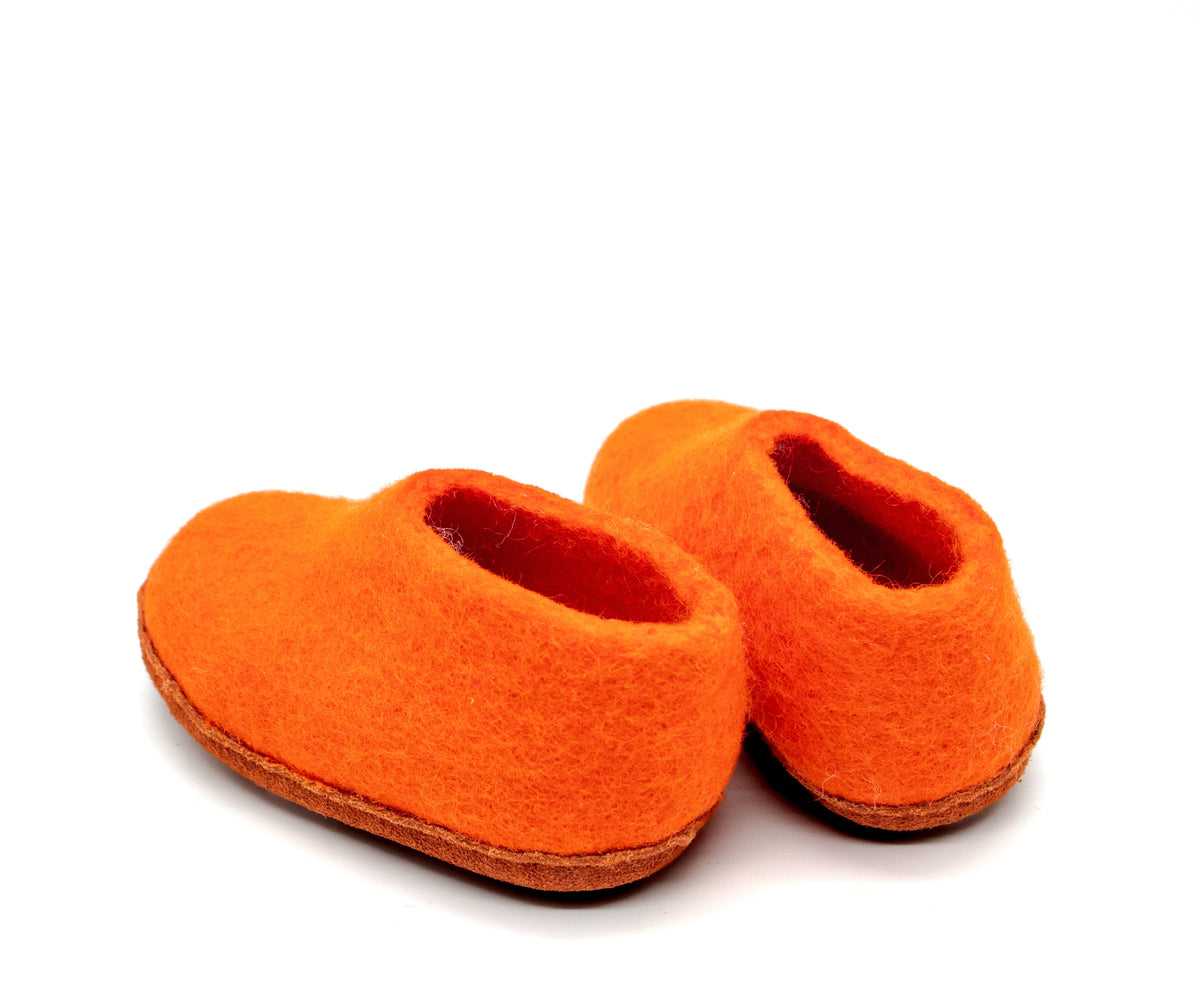 Scarpe Da Interno Per Bambini Con Suola In Cuoio– Arancione