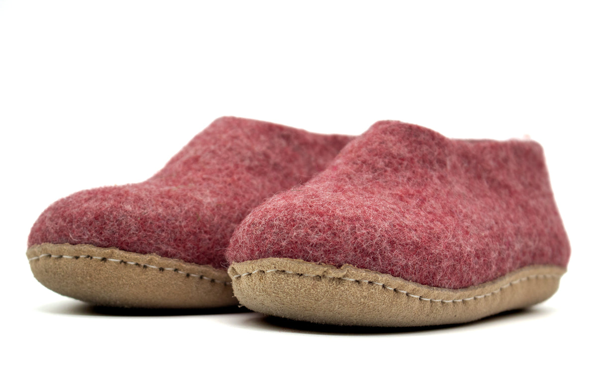 Scarpe Da Interno Per Bambini Con Suola In Cuoio– Rosa Ciliegia