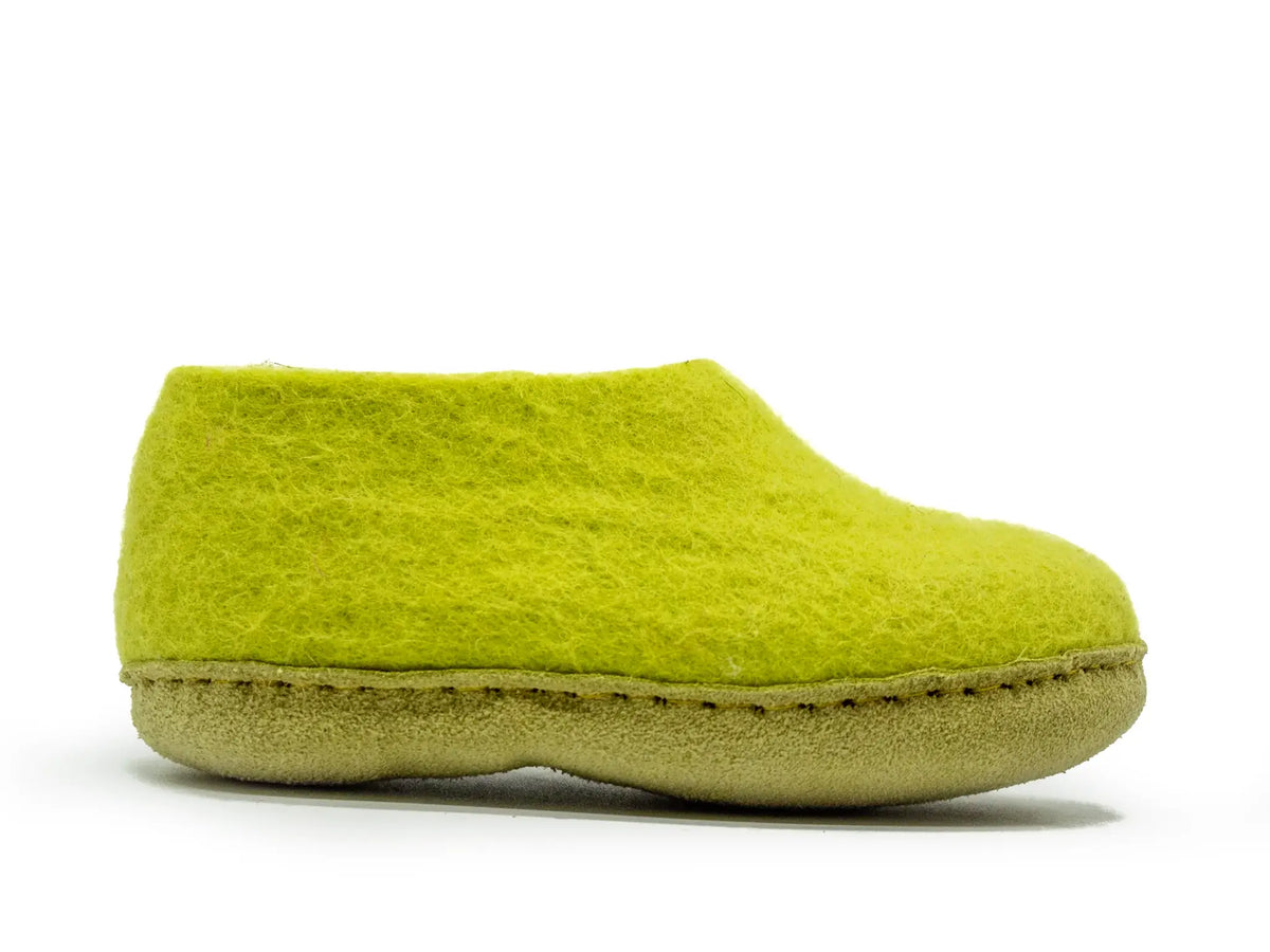 Scarpe Da Interno Per Bambini Con Suola In Cuoio– Verde Lime