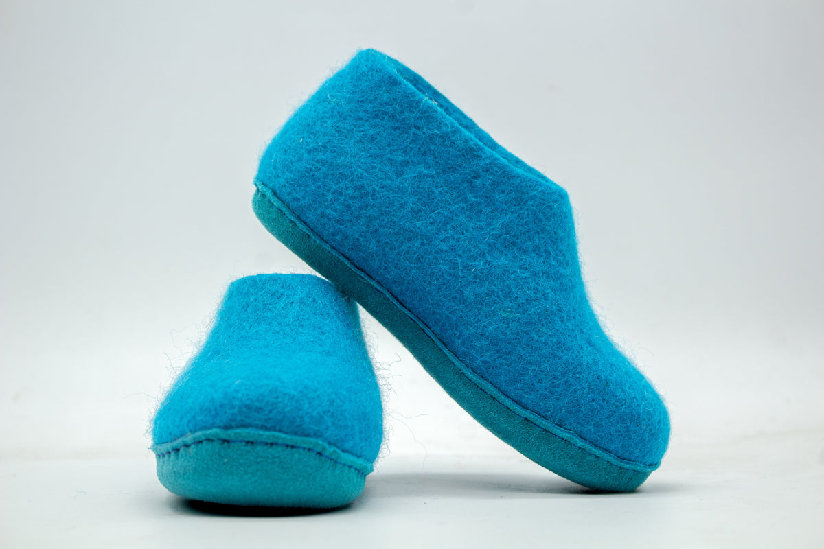 Scarpe Da Interno Per Bambini Con Suola In Cuoio– Turchese