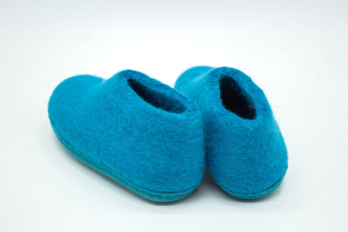 Scarpe Da Interno Per Bambini Con Suola In Cuoio– Turchese